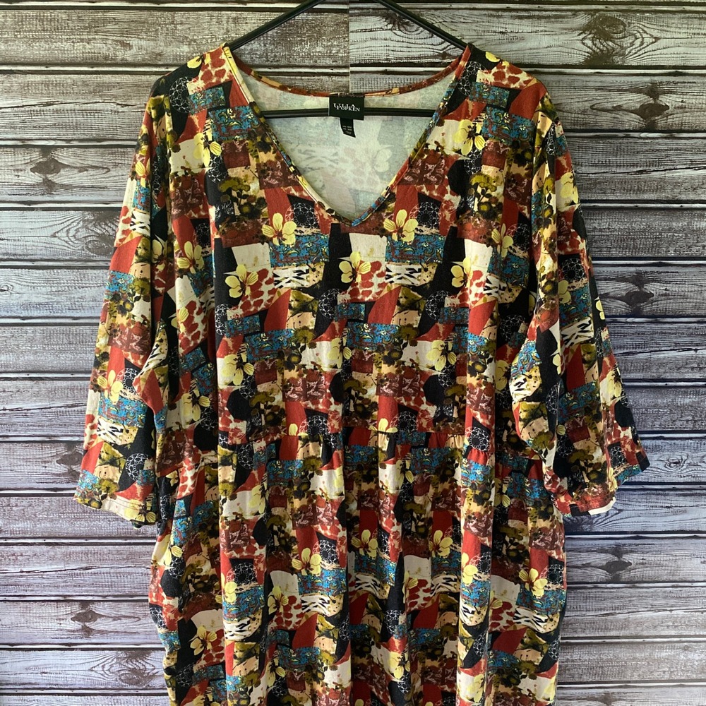 Ulla Popken Midi Dress Size 28/30 Multicolor‎ Pattern Pockets